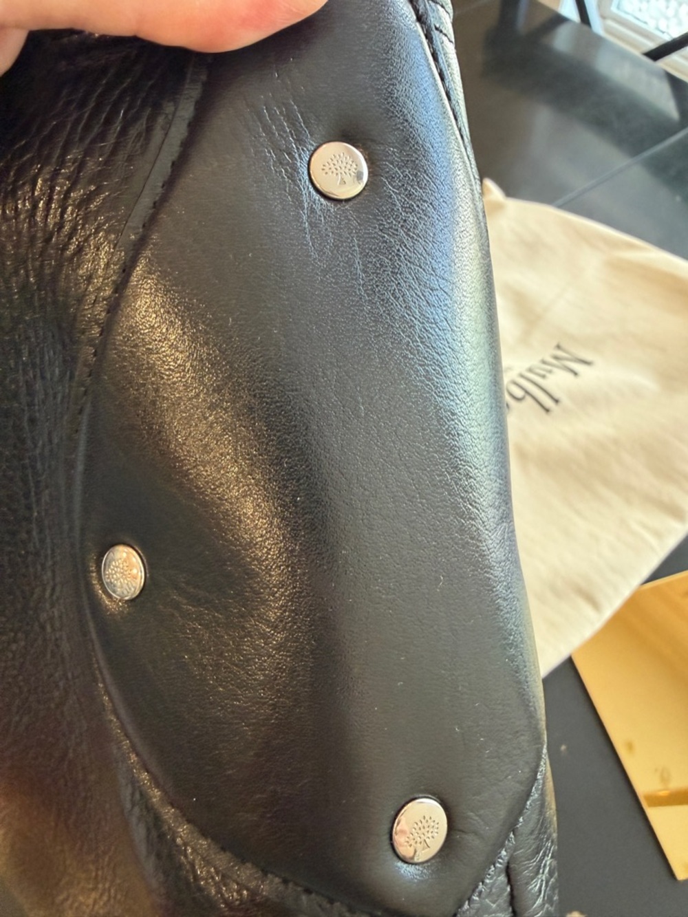 Mulberry Hackney Shoulder Bag Black High Shine Leather Silver Hardware w Insert - Picture 5 of 16